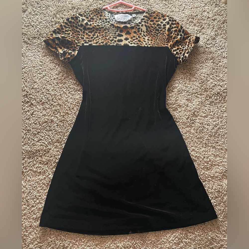 Velvet Black and Cheetah print dress